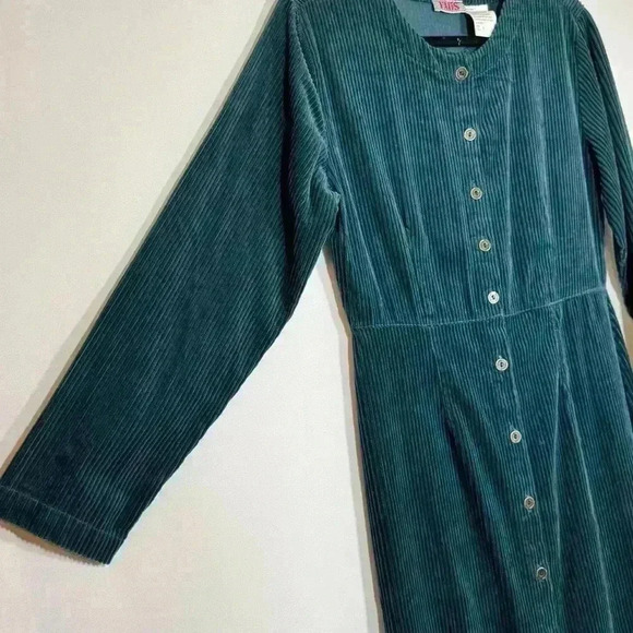 Vintage FADS 90s corduroy button up down long sleeve dress farm core 90s size 6 - Picture 4 of 12